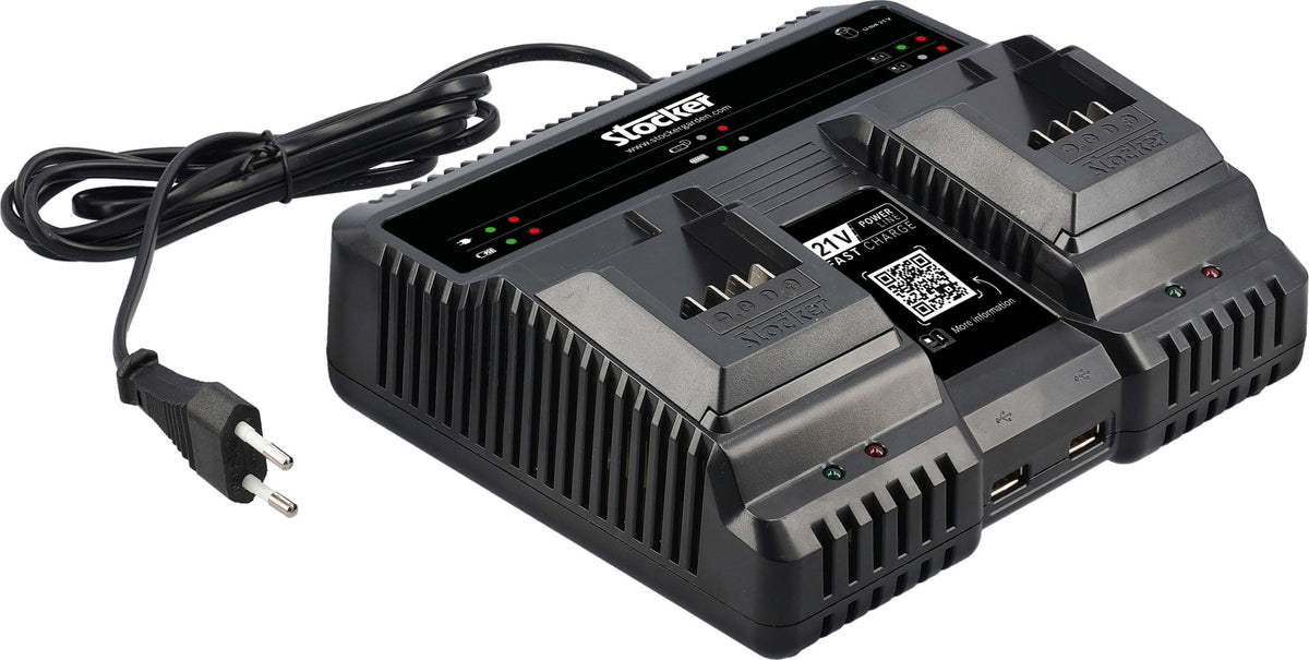 Caricabatterie doppio Fast Charge 21 V Stocker Art. 329