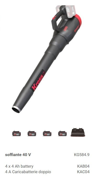 Kit Soffiatore Kress 40 V Brushless Silent Tech Art. KG584