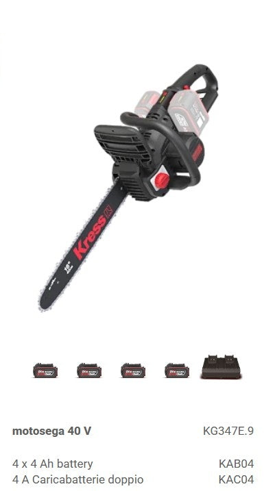 Kit Motosega Kress 40 V 40 cm senza spazzole Art. KG347E