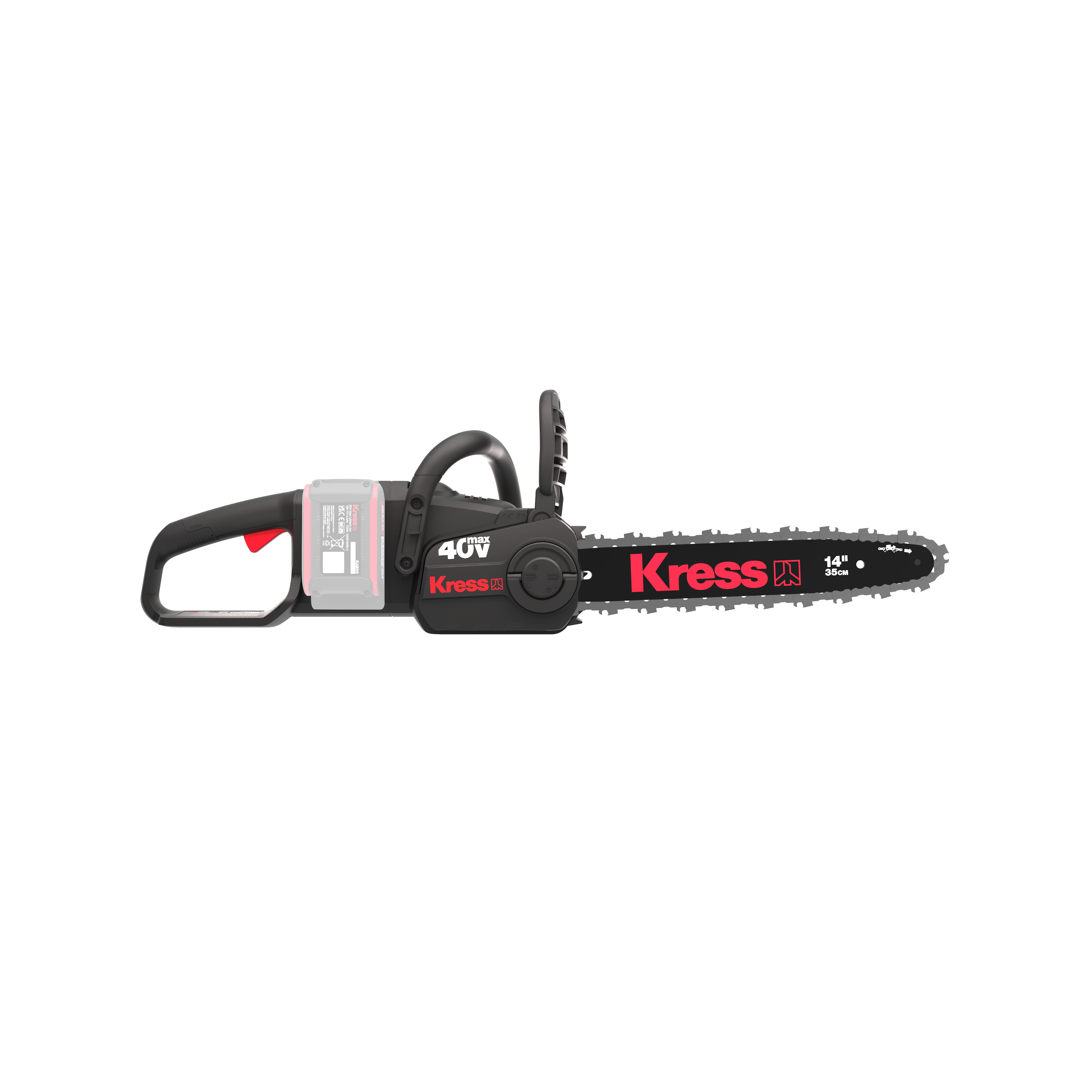 Kit Motosega Kress 40 V 35 cm senza spazzole + 2 Batterie 20V + Caricatore Doppio 20V Art. KG346