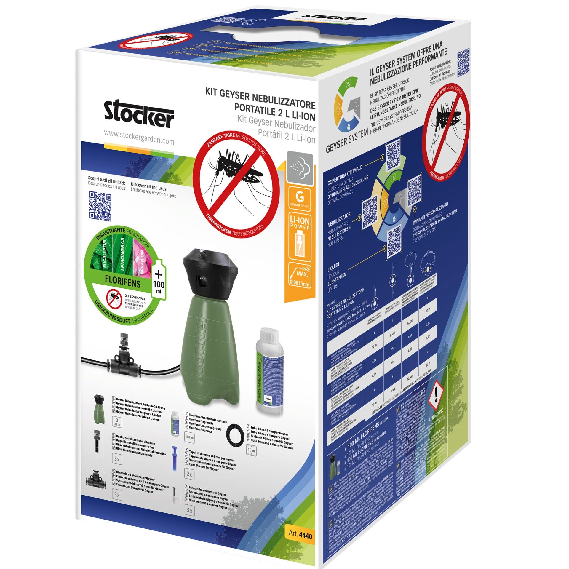 Stocker Kit Geyser Nebulizzatore Portatile Verde 2 L con Florifens IT