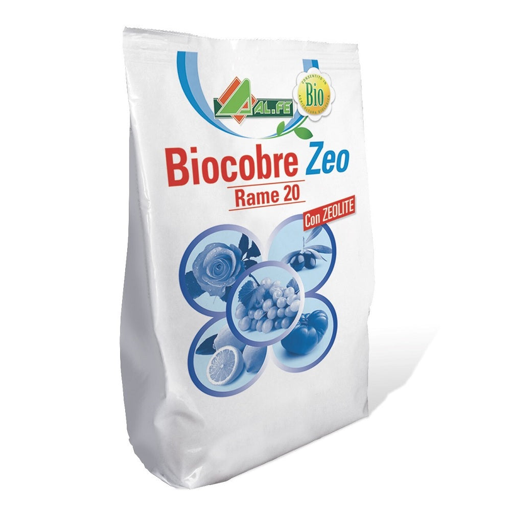 BIOCOBRE ZEO RAME 20 5 Kg CONCIME CE - Miscela di Microelementi in polvere Rame (Cu) (ossicloruro) 15% + (solfato) 5%, Manganese (Mn) 0,5% + Zinco (Zn EDTA) 0,1% Cod. 1F09RAZEC02