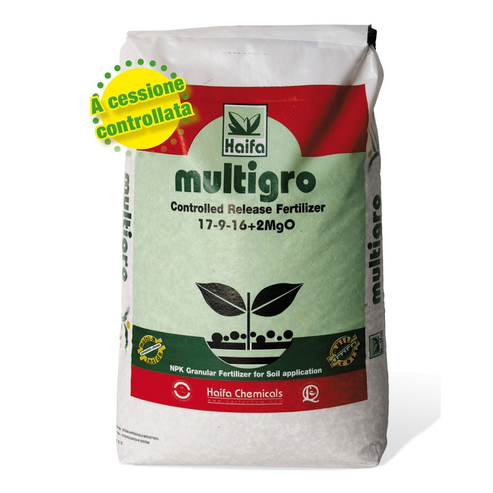 MULTIGRO 25 Kg A Cessione Programmata per Tappeti Erbosi e Colture di Pregio Concime NPK 17.9.16 + 2 MgO Cod. 4SA00MGROP06