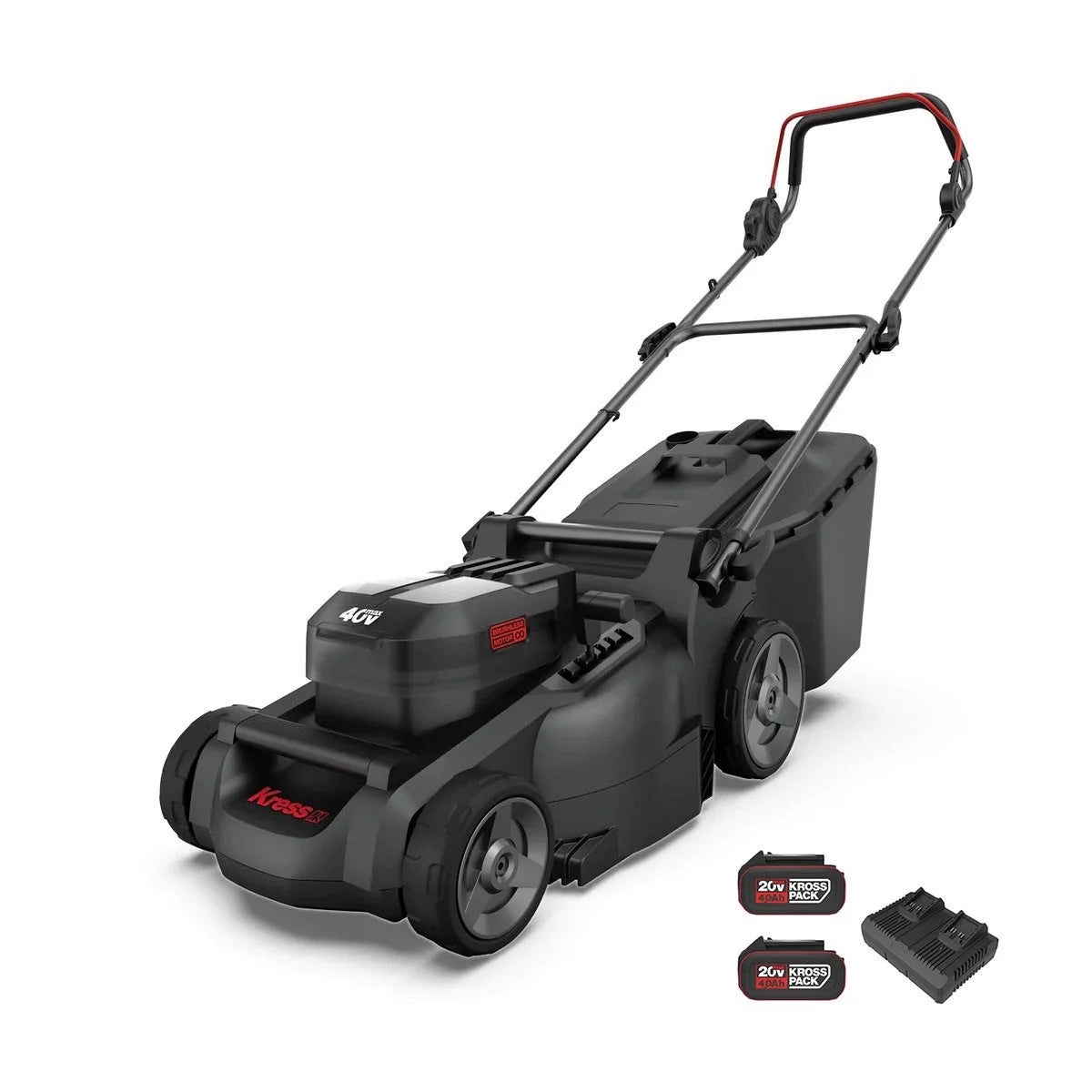 Kit Rasaerba a spinta 40 V 37 cm Cordless Brushless + 2 Batterie 20V + Caricatore Doppio Art. KG745