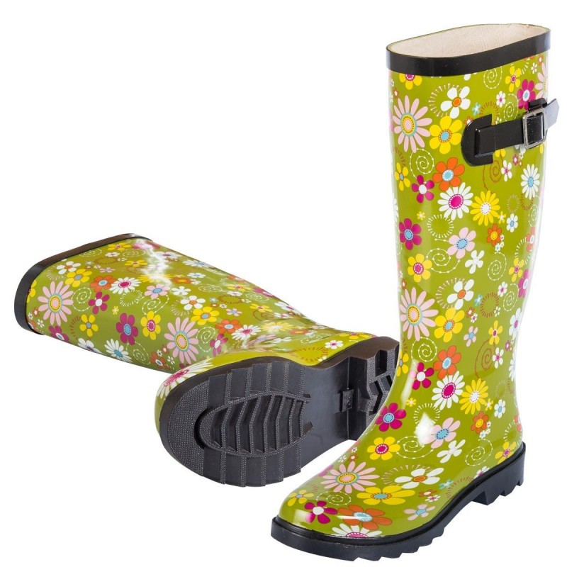 Stivali di Gomma Verde con Fiori (Tg. 35-41) Stocker