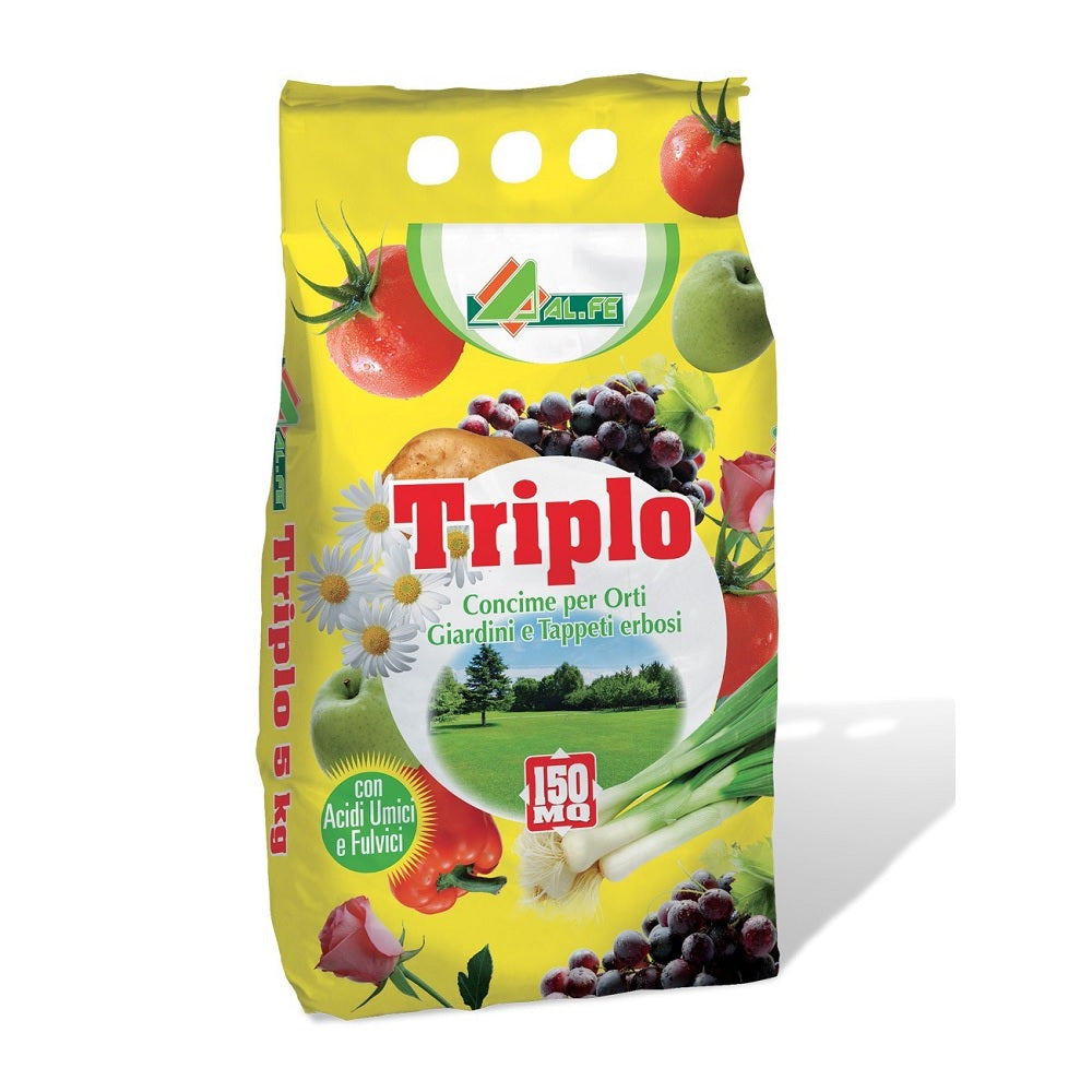 TRIPLO 5 Kg Concime per Orti, Giardini e Tappeti Erbosi Concime Organico Minerale NPK 7-7-7 Cod. 1A00TRIPC01